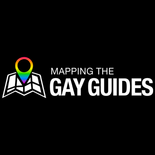 Screenshot of the Mapping the Gay Guides interactive map showing LGBTQ locations plotted across the United States