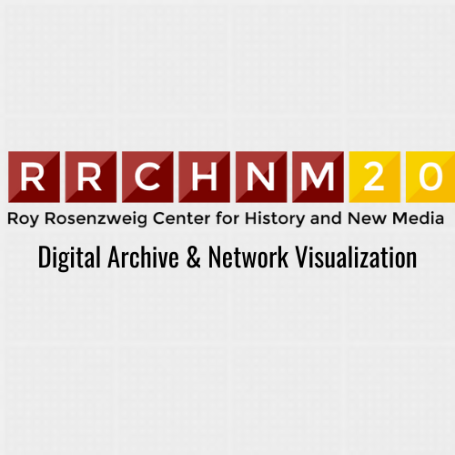 Network visualization from the RRCHNM 20th-anniversary digital archive project